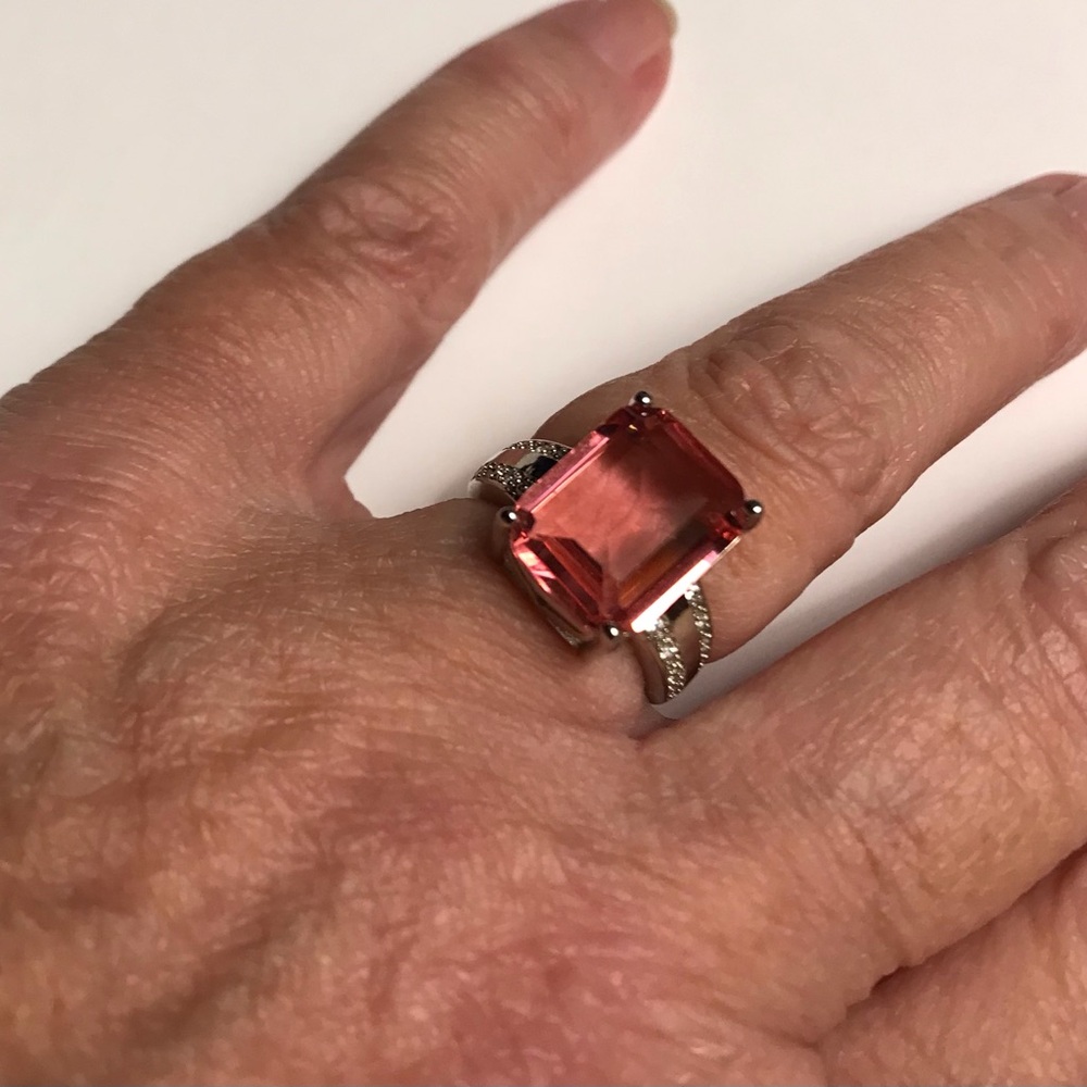 Pink Tourmaline Stamped 925 Sterling Silver Ring